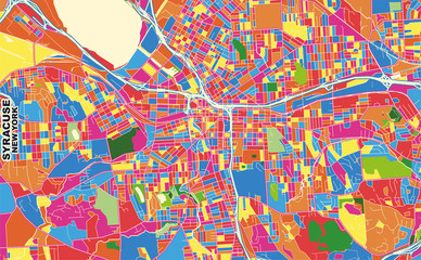 Syracuse, New York, USA, colorful vector map