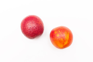 Two red oranges isolated on white background	