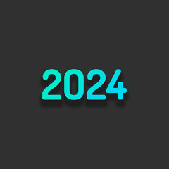 2024 number icon. Happy New Year. Colorful logo concept with sof