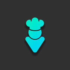 Chef of kitchen with hat. Kitchen logo, simple icon. Colorful lo