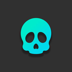 Simple skull icon. Colorful logo concept with soft shadow on dar