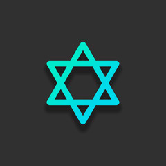 Star of david, simple icon. Colorful logo concept with soft shad