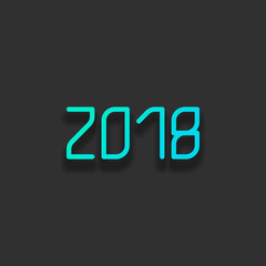 2018 number icon. Happy New Year. Colorful logo concept with sof