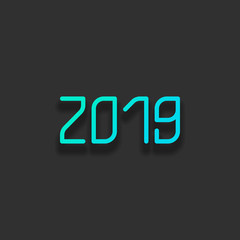2019 number icon. Happy New Year. Colorful logo concept with sof