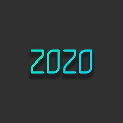 2020 number icon. Happy New Year. Colorful logo concept with sof