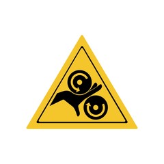 Crushing of hands sign or symbol. Vector design isolated on white background. Warning signs collection.