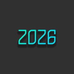 2026 number icon. Happy New Year. Colorful logo concept with sof