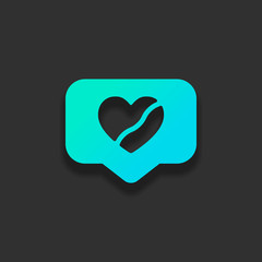 Broken heart in cloud notification, dislike. Social icon. Colorful logo concept with soft shadow on dark background. Icon color of azure ocean