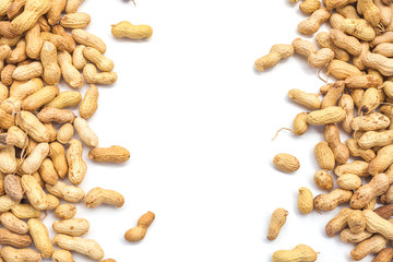 White background with Inshell peanuts