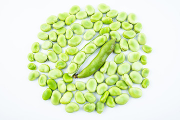 Full screen green fresh broad beans