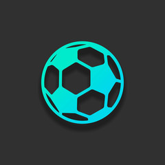 Obraz premium Simple football ball, sport logo. Colorful logo concept with soft shadow on dark background. Icon color of azure ocean