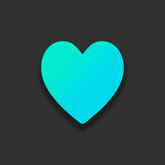 Heart, love symbol, playing card game. Colorful logo concept with soft shadow on dark background. Icon color of azure ocean