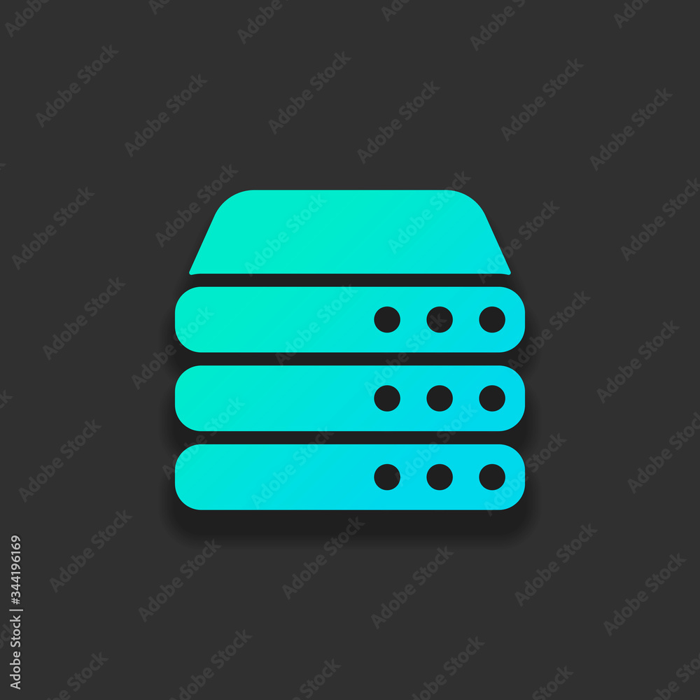 Poster database server, backup data, computer network, cloud hardware. colorful logo concept with soft shad