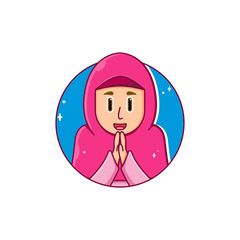 vector character young muslim greeting namaste