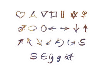 hand drawn alphabet set on white background