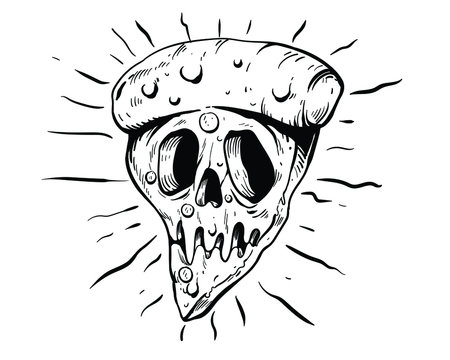 recommend clip art:  Detailed outlines Illustration skull Pizza