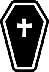 Halloween vampire coffin grave vector icon black