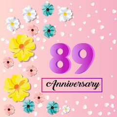 89 years anniversary celebration logo vector template design