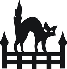 Halloween cat on a fence vector icon