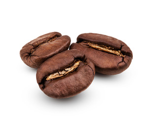 Arabica coffee beans isolated on white background