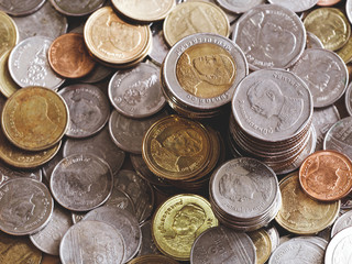 lots of thai coins money for background