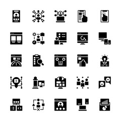 Set of user experience interface glyph style icon - vector