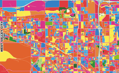 Fototapeta na wymiar West Valley City, Utah, USA, colorful vector map