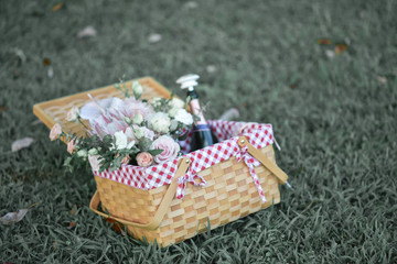 Floral romantic picnic basket