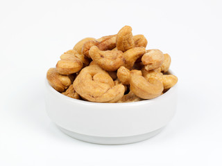 cashew nuts on white background