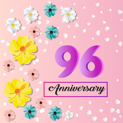 96 years anniversary celebration logo vector template design