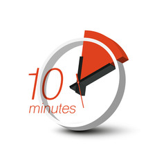 10 Minutes Clock Symbol. Ten Minute 3D Vector Stopwatch Icon.