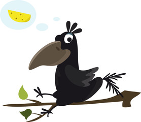 Cute crow with cheese vector image