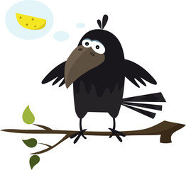 Cute crow with cheese vector image