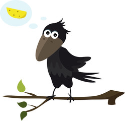 Cute crow with cheese vector image