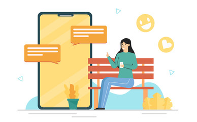Women are using mobile phones for chatting over the internet,Digital communication concept,Sending messages via phone,Banner background landing page