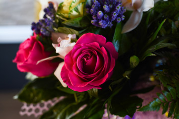 natural roses flower bouquet close up