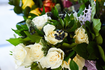 natural roses flower bouquet close up