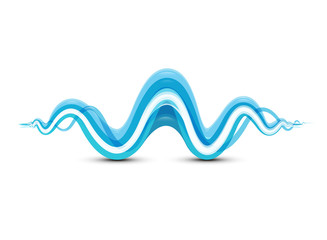 Blue Vector Water or Sound Wave Symbol Isolated on White Background.