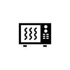 Microwave vector icon in black solid style isolated on white background
