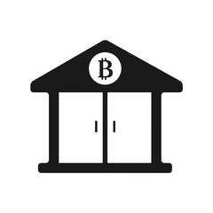bank vector icon, bank symbol, bit coin bank icon