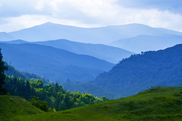 Fototapeta na wymiar A landscape with the tops of the Carpathian mountains