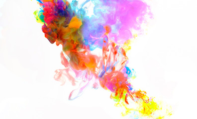 Abstract color mix , color drops in water , drop of Ink color mix paint falling on water Colorful ink in water,