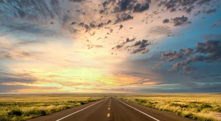 Fotobehang Zonsondergang langs Route 66 in Arizona bij de Painted Desert © David Smith