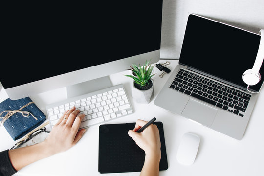 Professional designer working at home