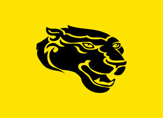 black panther in yellow background in black image