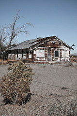 Old house in Route 66 highway. California. USA. 
