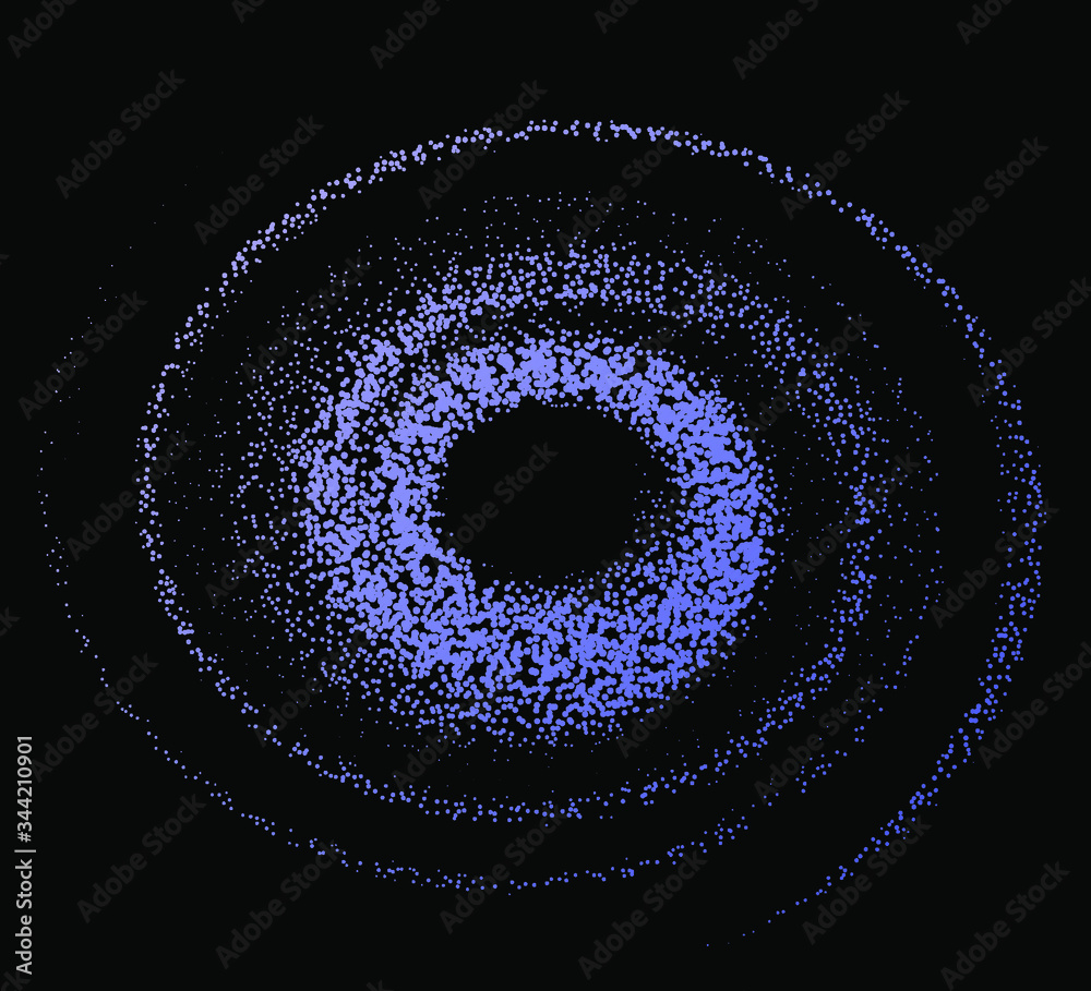 Poster Cosmic nebula, swirl and spiral made of dots and particles.