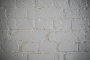 White brick wall, painted brick texture