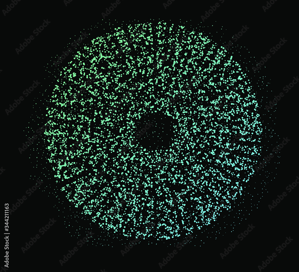 Poster Dotted sphere looking like the iris of eye. Conceptual image of high tech systems: Artificial Intelligence, Cyber Informational Security.
