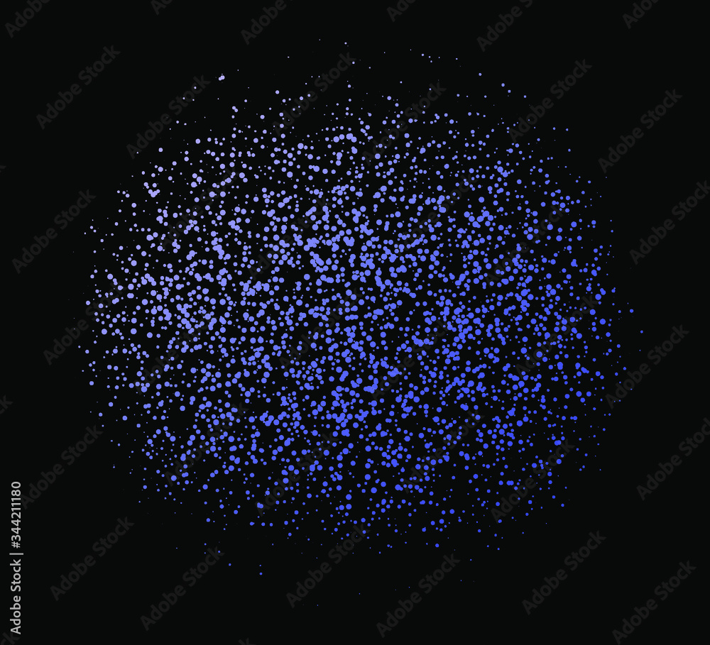 Poster Dotted sphere, globe made of particles on dark background. Conceptual abstract image of high tech systems, science, cosmic bodies.